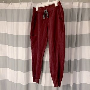 Burgundy FIGS Jogger Scrubs - Midrise & Medium/Petite